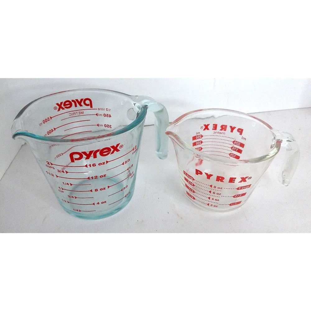 Vintage Pyrex Glass Measuring Cup Set 1-Cup and 2-Cup High-Quality Glass Set